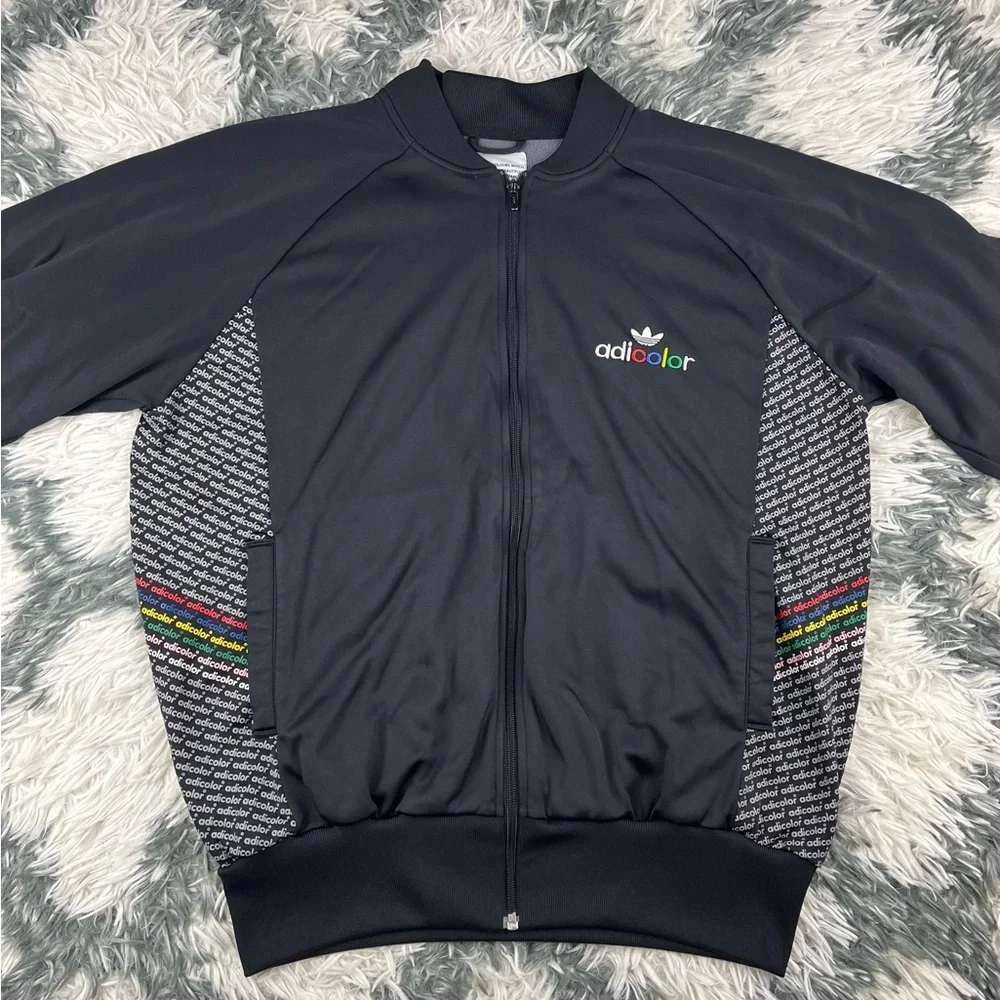 Adidas Men's Adicolor Black Series BK5 Vinci Full Zip Jacket Size Large
